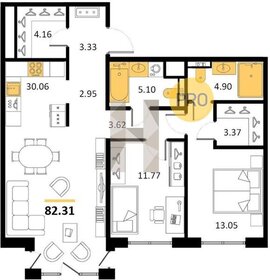 Квартира 82,3 м², 2-комнатная - изображение 1