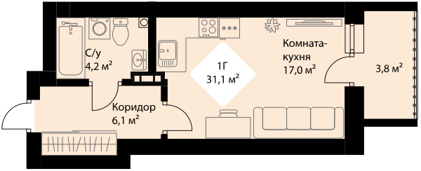 Купить однокомнатную квартиру до 3,5 млн рублей на улице Мохова в Вологде - изображение 1