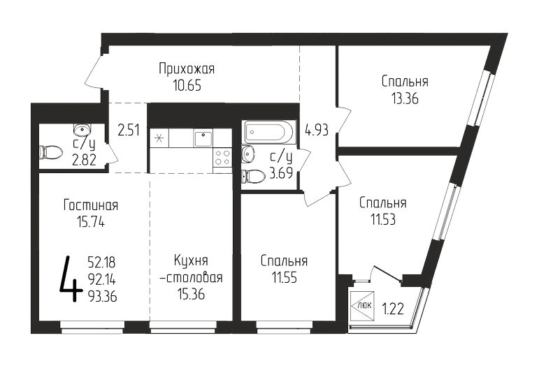 93,4 м², 4-комнатная квартира 13 462 512 ₽ - изображение 1