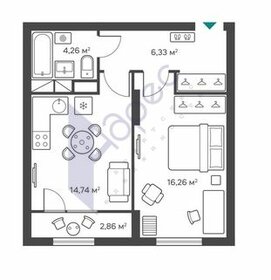 Квартира 45,5 м², 1-комнатная - изображение 1