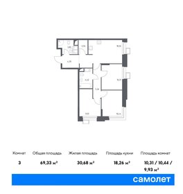 Квартира 69,3 м², 3-комнатные - изображение 1