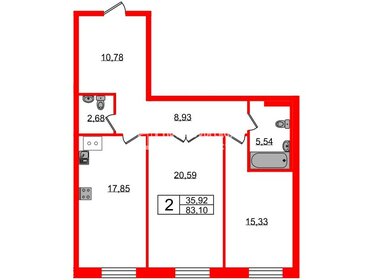 Квартира 83,1 м², 2-комнатная - изображение 1