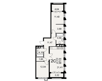 71 м², 2-комнатная квартира 10 651 500 ₽ - изображение 18