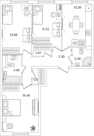 69,8 м², 3-комнатная квартира 12 900 000 ₽ - изображение 51