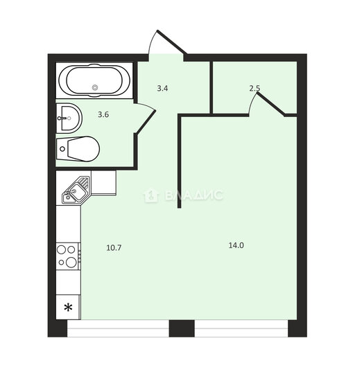 34,5 м², 1-комнатная квартира 14 300 000 ₽ - изображение 1