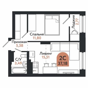 Квартира 37,2 м², 2-комнатная - изображение 1