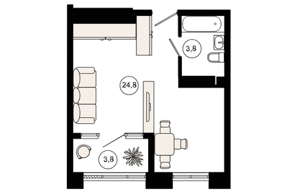 Квартира 35,5 м², 1-комнатные - изображение 5