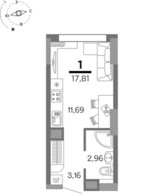 Квартира 17,8 м², 1-комнатная - изображение 1