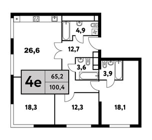 Квартира 100,4 м², 4-комнатная - изображение 1