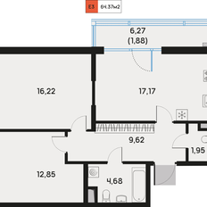 Квартира 64,4 м², 2-комнатная - изображение 2