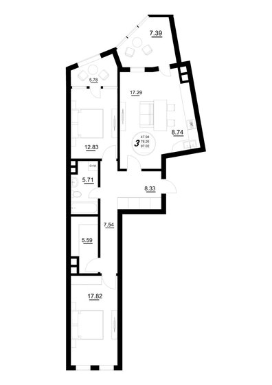 97 м², 3-комнатная квартира 12 650 000 ₽ - изображение 1