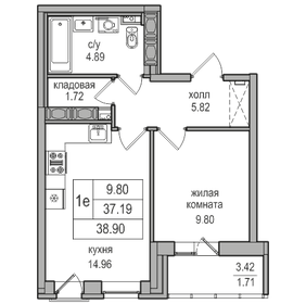 39,2 м², 1-комнатная квартира 6 849 999 ₽ - изображение 73