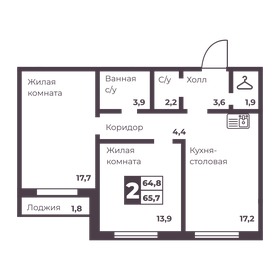 Квартира 64,8 м², 2-комнатная - изображение 2