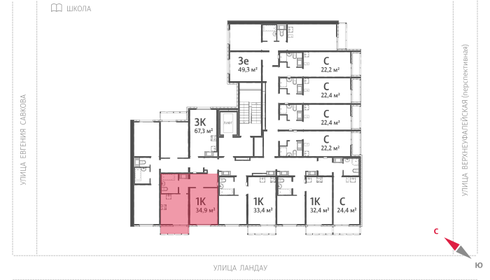 Квартира 34,9 м², 1-комнатная - изображение 2