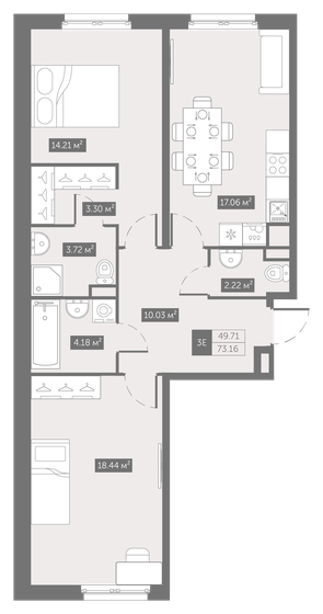 73,2 м², 2-комнатные апартаменты 10 876 844 ₽ - изображение 1