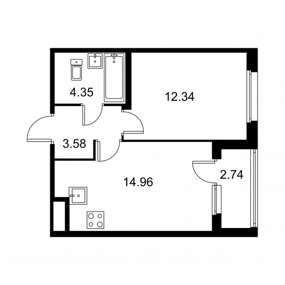 36,6 м², 1-комнатная квартира 5 709 600 ₽ - изображение 1