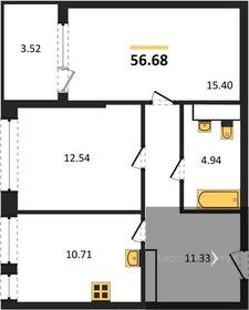 Квартира 56,7 м², 2-комнатная - изображение 1