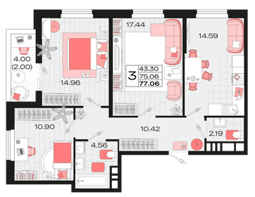 122,1 м², 4-комнатная квартира 15 799 372 ₽ - изображение 14