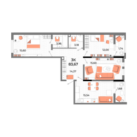 Квартира 83,7 м², 3-комнатная - изображение 1