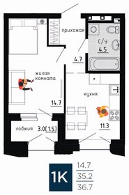 33,8 м², 1-комнатная квартира 6 550 000 ₽ - изображение 10