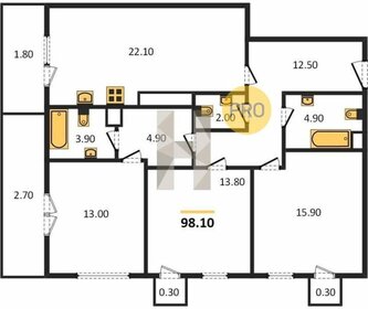 Квартира 107,9 м², 3-комнатная - изображение 1