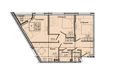 78 м², 3-комнатная квартира 7 350 000 ₽ - изображение 10