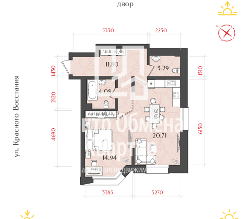 54,7 м², 2-комнатная квартира 16 400 000 ₽ - изображение 1