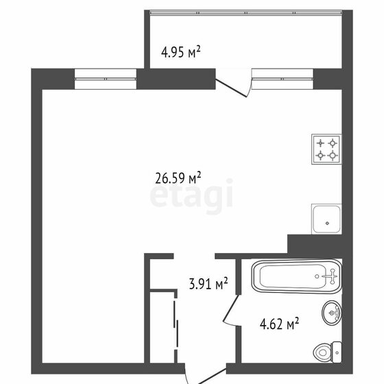 36,6 м², 1-комнатная квартира 3 800 000 ₽ - изображение 1