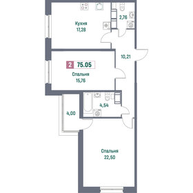 Квартира 75,1 м², 2-комнатная - изображение 1