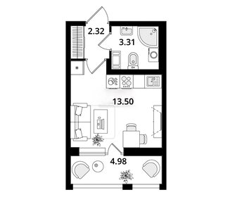 Квартира 21,6 м², студия - изображение 1