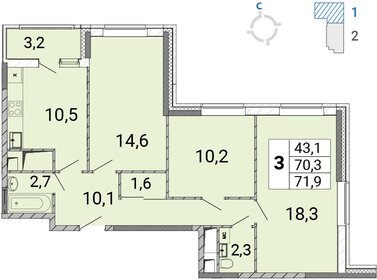 72,9 м², 3-комнатная квартира 12 939 750 ₽ - изображение 1