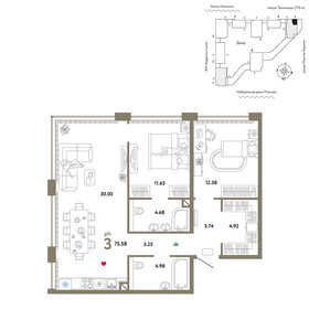 71,3 м², 3-комнатная квартира 48 000 000 ₽ - изображение 67