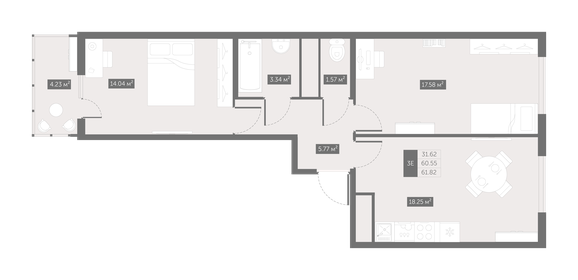 70,7 м², 2-комнатная квартира 8 376 420 ₽ - изображение 15
