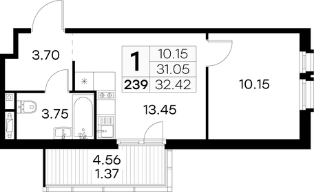 33 м², 1-комнатная квартира 12 850 000 ₽ - изображение 126
