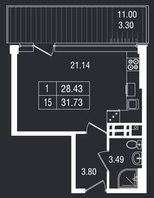 Квартира 31,7 м², студия - изображение 1