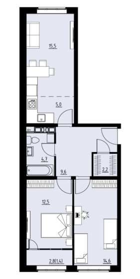 65,5 м², 3-комнатная квартира 7 771 575 ₽ - изображение 1