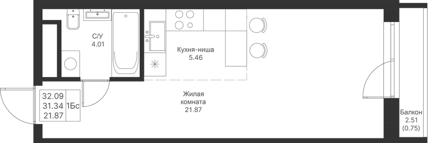 31,9 м², квартира-студия 8 554 560 ₽ - изображение 56