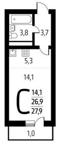 Квартира 28 м², студия - изображение 1