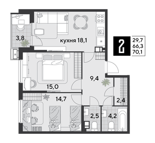 69,2 м², 2-комнатная квартира 11 791 679 ₽ - изображение 22