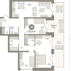 Квартира 132 м², 3-комнатная - изображение 3