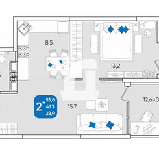 Квартира 53,6 м², 2-комнатная - изображение 1