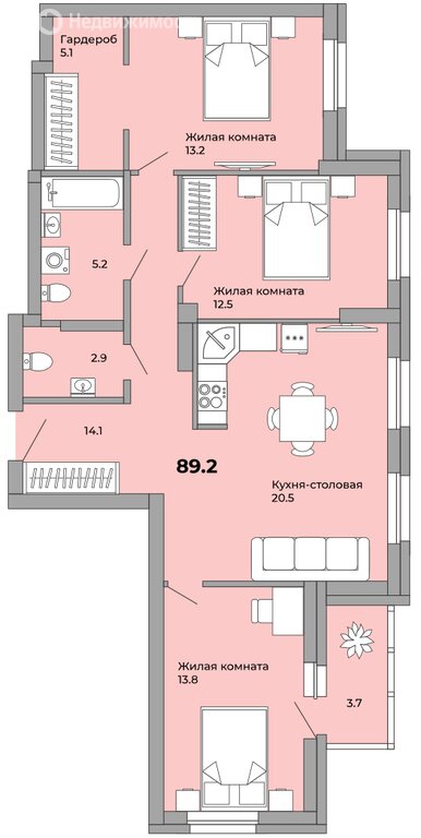 Варианты планировок ЖК «Белая башня» - планировка 2