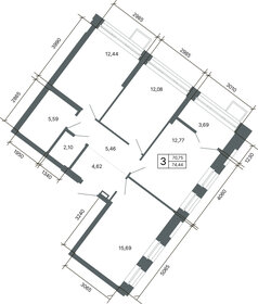 Квартира 74,4 м², 3-комнатная - изображение 2