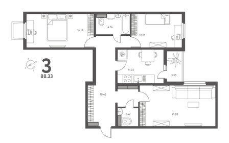 106,1 м², 3-комнатная квартира 8 450 000 ₽ - изображение 90