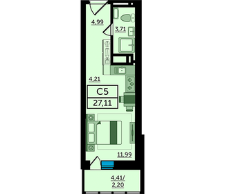 27 м², квартира-студия 5 600 000 ₽ - изображение 110