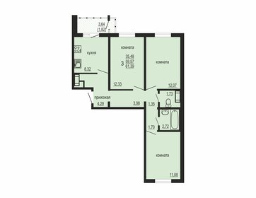 61,4 м², 3-комнатная квартира 5 140 000 ₽ - изображение 31