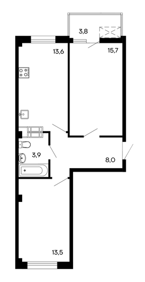 58,5 м², 2-комнатная квартира 8 541 000 ₽ - изображение 17