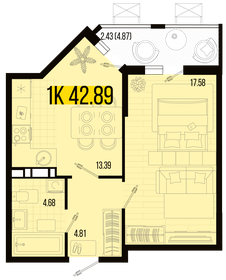 Квартира 42,9 м², 1-комнатная - изображение 1