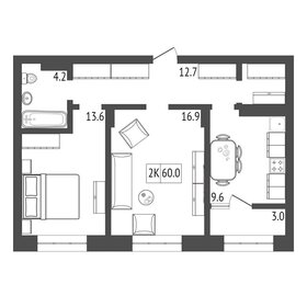 60,9 м², 2-комнатная квартира 6 450 000 ₽ - изображение 18