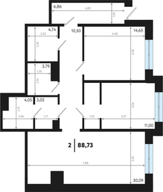 Квартира 88,7 м², 2-комнатная - изображение 2